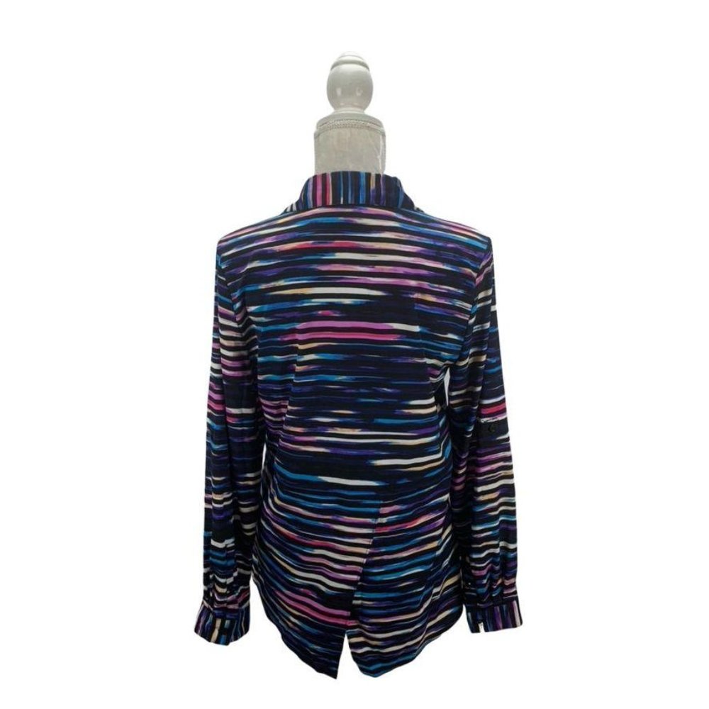 Attention Blouse Button Down Striped Split Back M - image 6